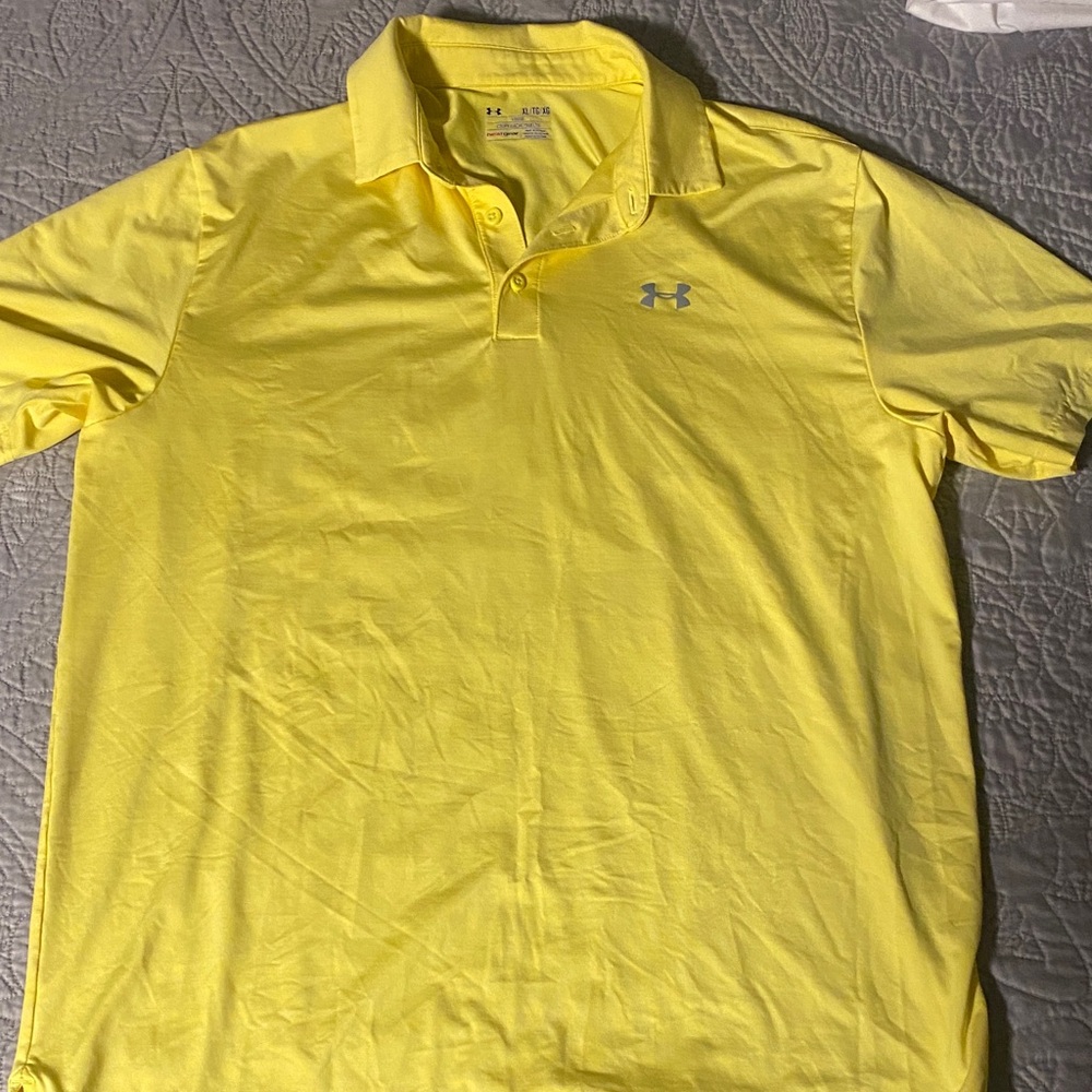 Under Armour Men's Heat Gear Bright Yellow golf Polo